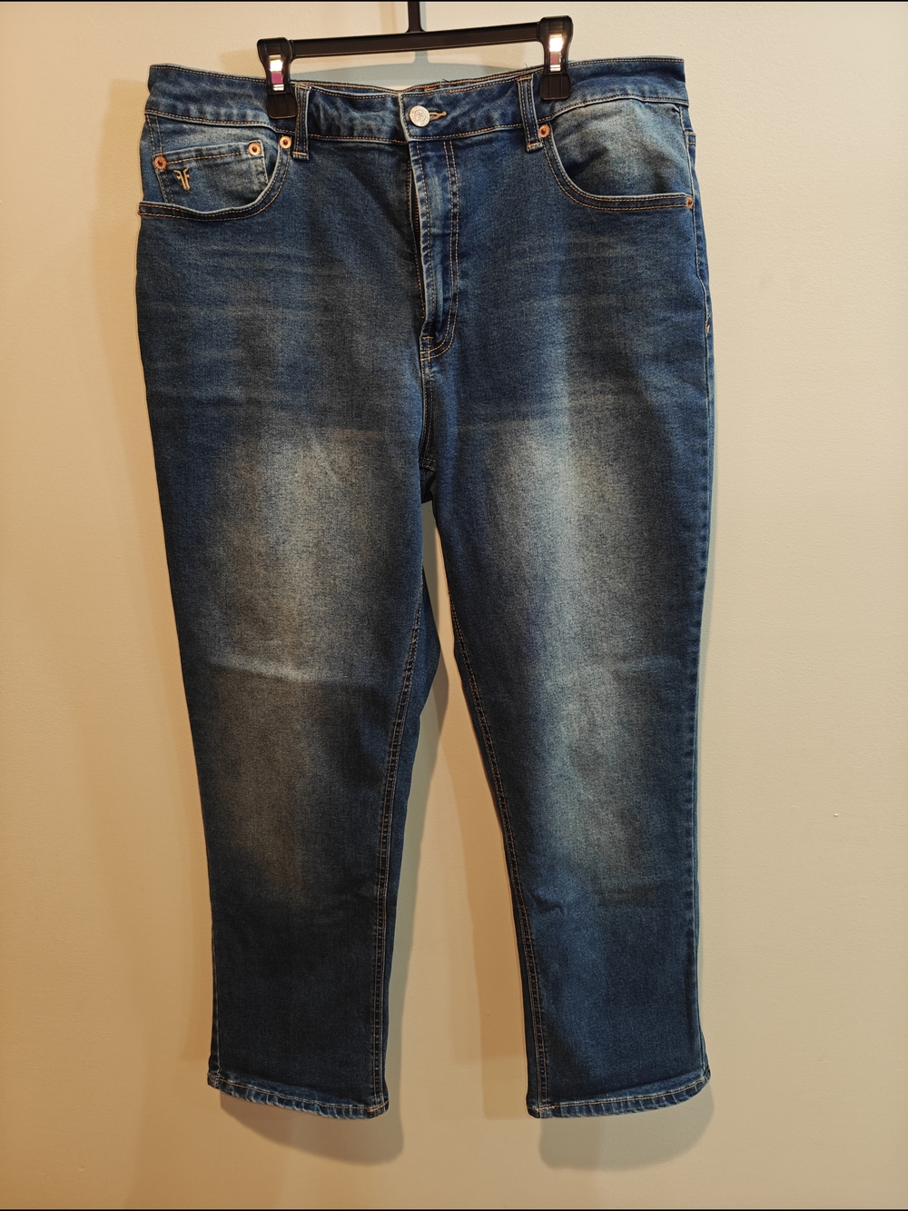 Frye Dark Blue Denim Jeans with Brass Button Women's Size 12/31